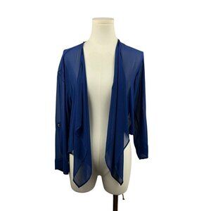 Christian Siriano C Wonder Sheer Blue Open Front Cardigan Jacket XS